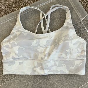 Lululemon white camo Energy Long Line Bra 10
